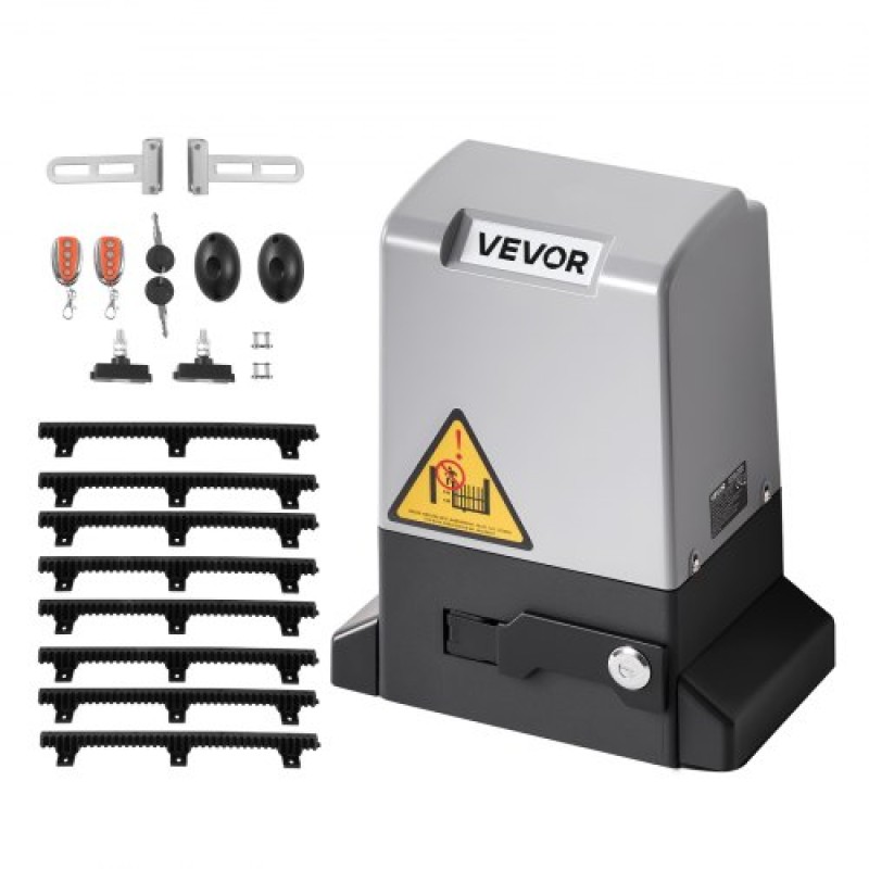 VEVOR Automatic Gate Opener, 280W Electric Sliding Gate Opener για πόρτες έως 25m 816kg, Nylon Gear Rack Rolling Door Poor with Infrared Sensor & 2 Remote Controls, Driveway Gates Open System