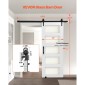 VEVOR Συρόμενη Πόρτα Αχυρώνας, 762 x 2134 mm, Πάνελ και γυαλί MDF υψηλής αντοχής, Πόρτα αχυρώνα με κιτ υλικού, αδιάβροχη επιφάνεια PVC, εύκολη εγκατάσταση, πλαίσιο H, ομαλά και αθόρυβα συρόμενα για σαλόνι