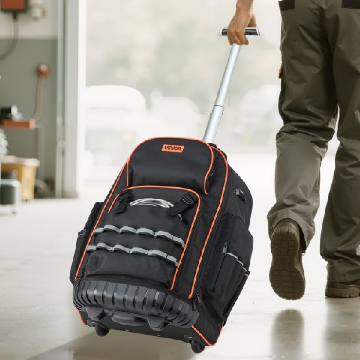 Σακίδιο πλάτης VEVOR Rolling Tool, χωρητικότητα φόρτωσης 110 lbs, 72 τσέπες βαρέως τύπου τσάντα εργαλείων κυλίνδρου σε ρόδες, ρυθμιζόμενη τηλεσκοπική λαβή & σταθερή βάση, οργάνωση εργαλειοθήκης για κατασκευές, μηχανικός