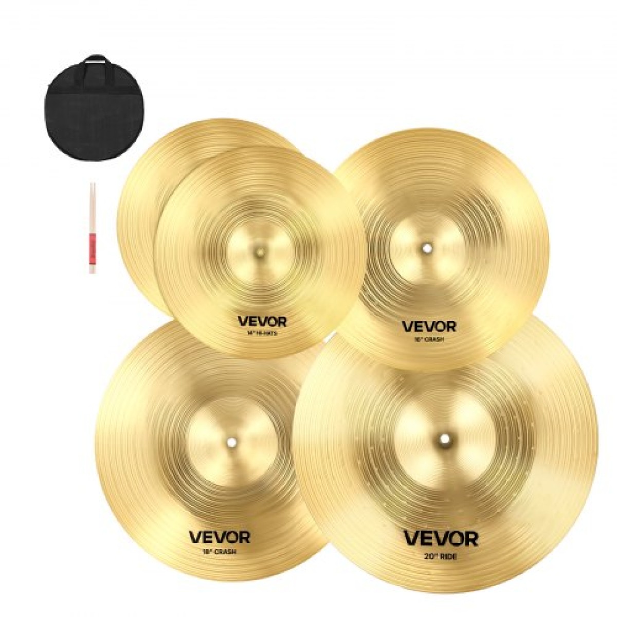 VEVOR Cymbal Pack 4 Pieces Cymbals Drum Set 14 16 18 20 Inches (355/400/455/505 mm) Cymbal για τύμπανο