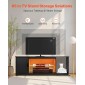 Βάση TV VEVOR για τηλεοράσεις έως 1651 mm, Μοντέρνο Κέντρο Ψυχαγωγίας με Φωτεινές λωρίδες, Ξύλινη ντουλάπα τηλεόρασης με γυάλινο ράφι και ρυθμιζόμενα ράφια, Τραπέζι κονσόλας για σαλόνι και κρεβατοκάμαρα, μαύρο
