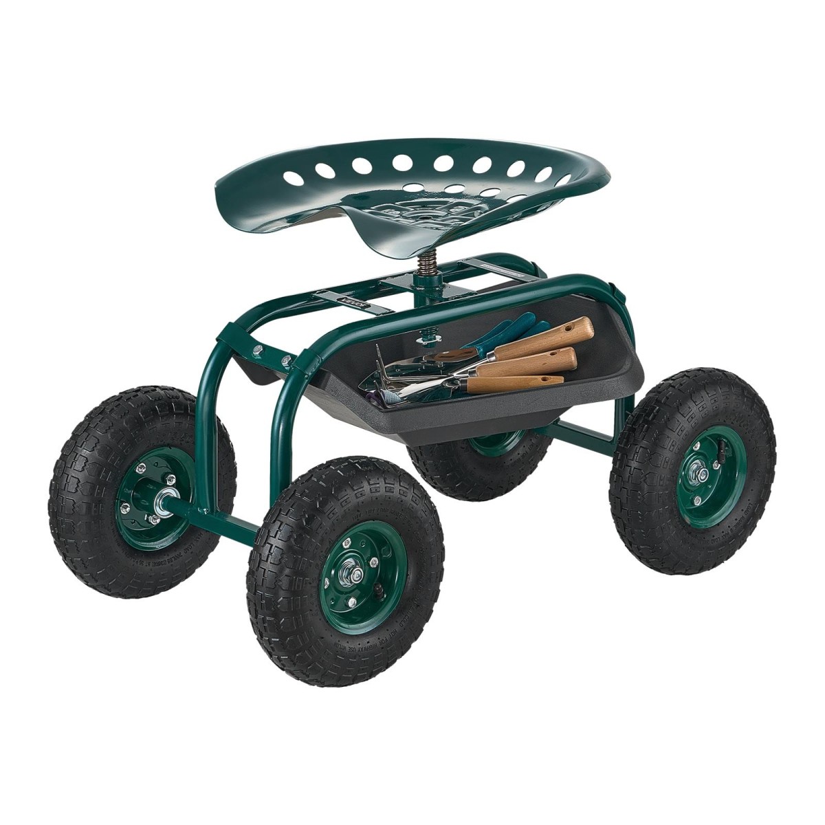 VEVOR Rolling Garden Cart με περιστρεφόμενο κάθισμα, βαρέως τύπου κάθισμα κήπου με καλάθι αποθήκευσης & δίσκο εργαλείων, χωρητικότητα 300 lbs, σκαμπό κηπουρικής εξωτερικού χώρου για φύτευση γκαζόν Βοτάνισμα