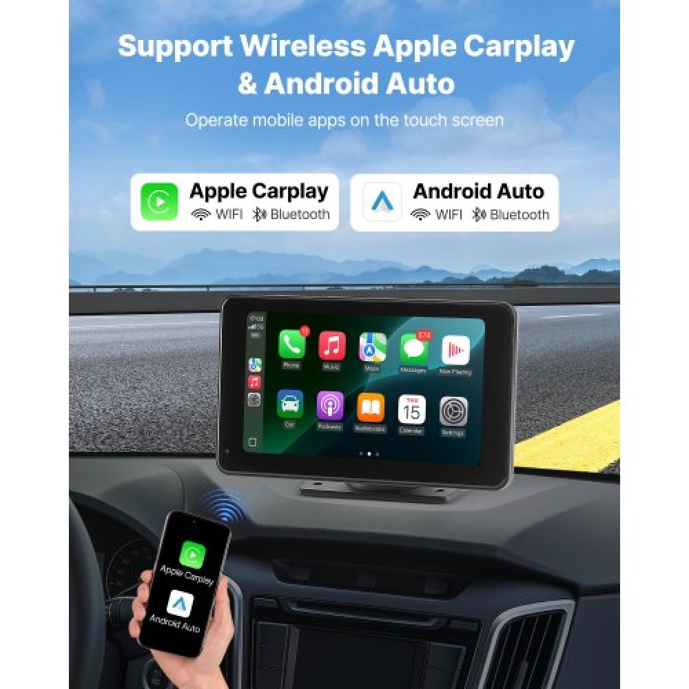 VEVOR Car Stereo Radio CarPlay Touchscreen 7 in Apple Android Auto Backup Camera