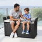 Πάγκος αποθήκευσης εξωτερικού χώρου VEVOR, Πάγκος αποθήκευσης PE Rattan 2 ατόμων, Deck Box 340L με μαξιλάρι και πλαϊνές λαβές, υποστηρίζει έως 362 κιλά, αδιάβροχα καθίσματα εξωτερικού χώρου & διακόσμηση βεράντας για μπαλκόνι κήπου