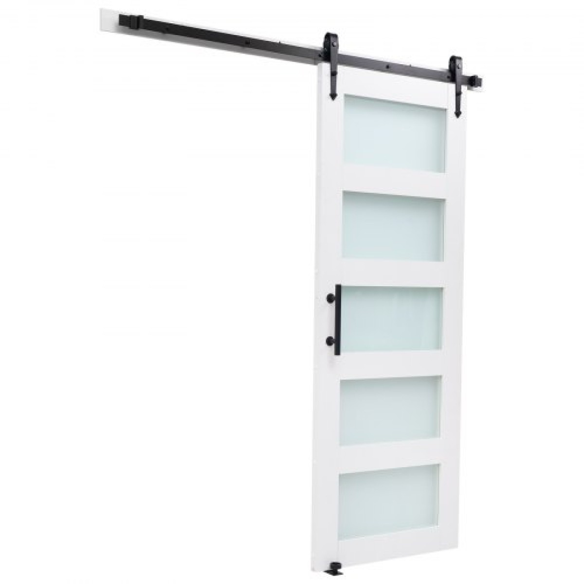 VEVOR Συρόμενη Πόρτα Αχυρώνα, 813 x 2134 mm, Πάνελ και γυαλί MDF υψηλής αντοχής, Πόρτα αχυρώνα με κιτ υλικού, αδιάβροχη επιφάνεια PVC, εύκολη εγκατάσταση, πλαίσιο H, ομαλά και αθόρυβα συρόμενα για σαλόνι