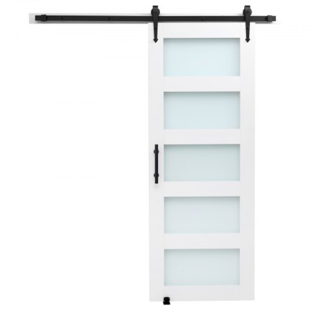 VEVOR Συρόμενη Πόρτα Αχυρώνα, 813 x 2134 mm, Πάνελ και γυαλί MDF υψηλής αντοχής, Πόρτα αχυρώνα με κιτ υλικού, αδιάβροχη επιφάνεια PVC, εύκολη εγκατάσταση, πλαίσιο H, ομαλά και αθόρυβα συρόμενα για σαλόνι