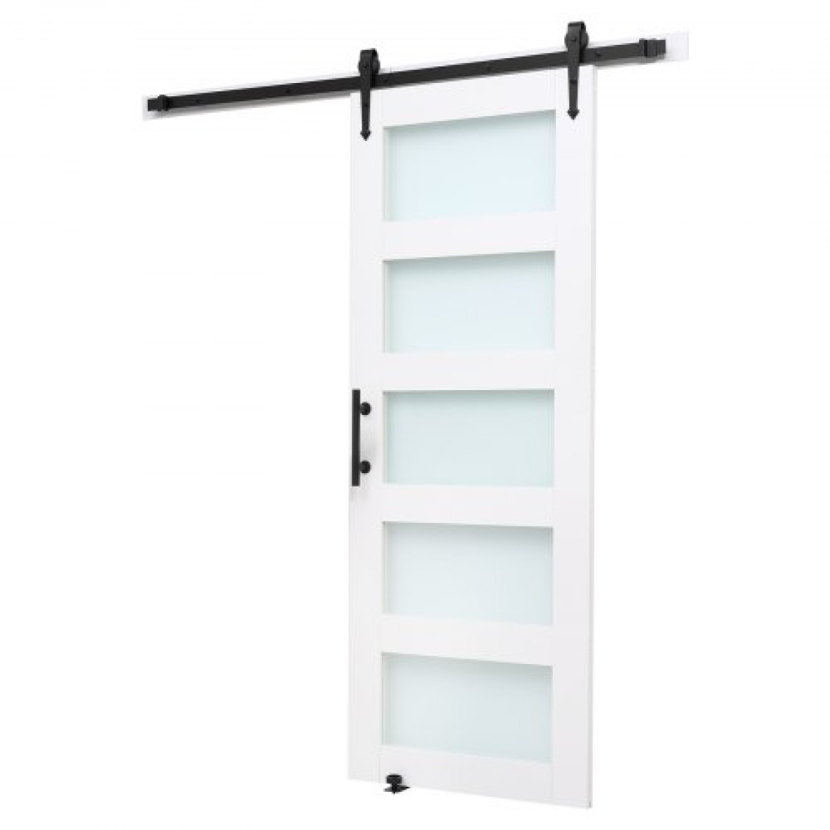 VEVOR Συρόμενη Πόρτα Αχυρώνα, 813 x 2134 mm, Πάνελ και γυαλί MDF υψηλής αντοχής, Πόρτα αχυρώνα με κιτ υλικού, αδιάβροχη επιφάνεια PVC, εύκολη εγκατάσταση, πλαίσιο H, ομαλά και αθόρυβα συρόμενα για σαλόνι
