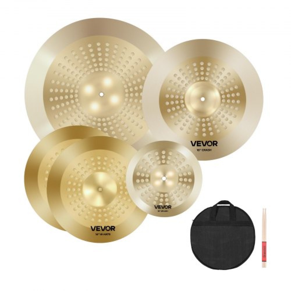 VEVOR Cymbal Pack 4 Pieces Cymbals Drum Set 355/400/505/254 mm(10 14 16 20 Inches) Cymbals for Drum