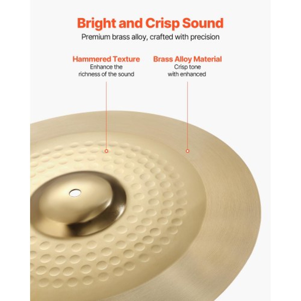 VEVOR Cymbal Pack 4 Pieces Cymbals Drum Set 355/400/505/254 mm(10 14 16 20 Inches) Cymbals for Drum