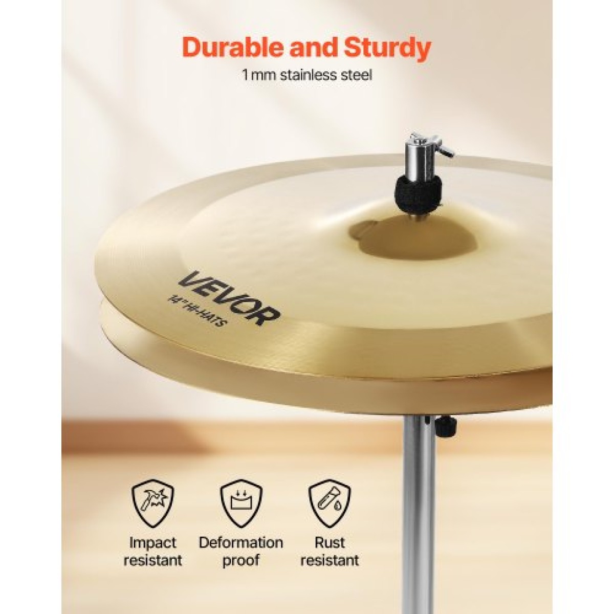 VEVOR Cymbal Pack 4 Pieces Cymbals Drum Set 355/400/505/254 mm(10 14 16 20 Inches) Cymbals for Drum
