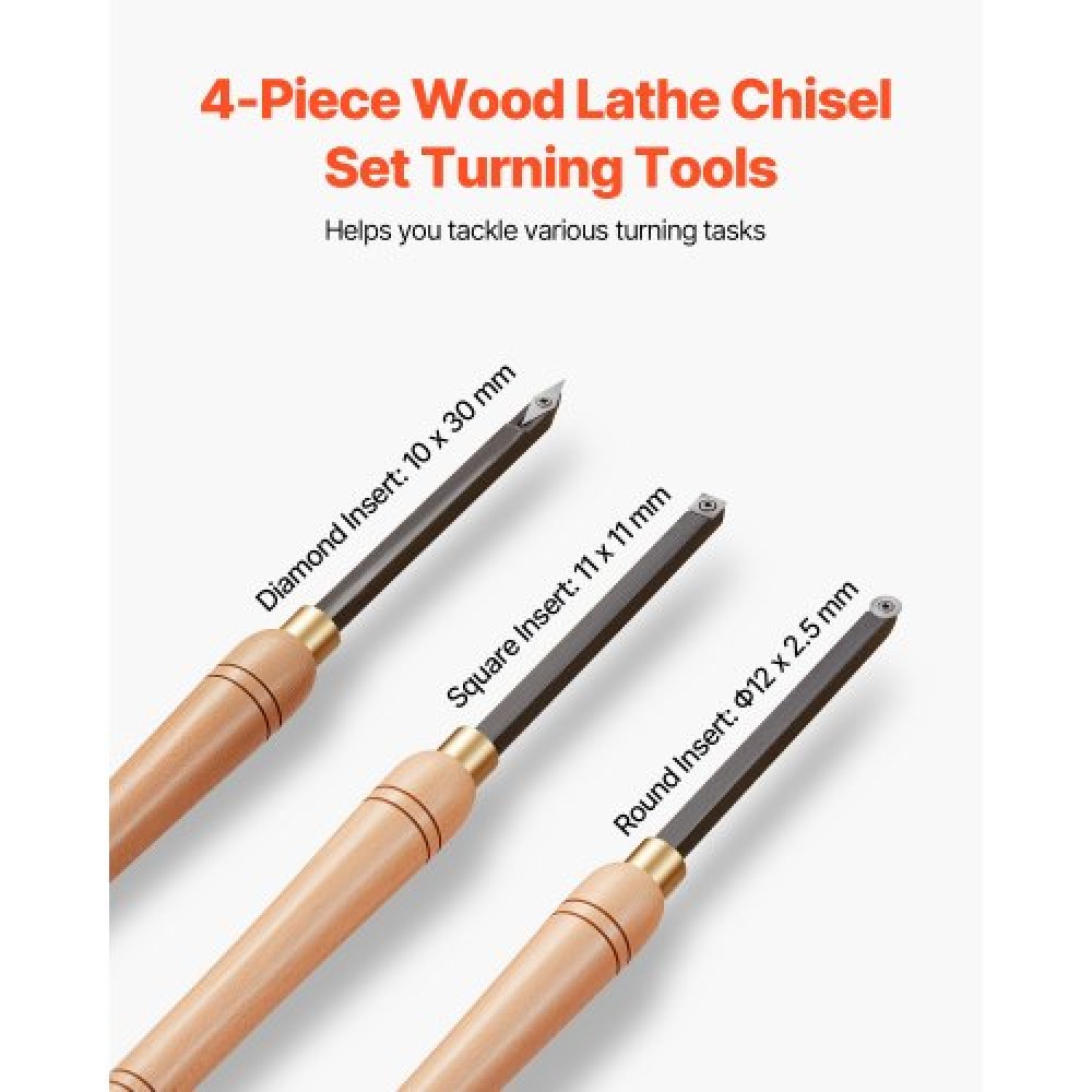 VEVOR 4PCS Wood Lathe Chisel Set HSS Turning Tools Storage Box Lathe Finisher
