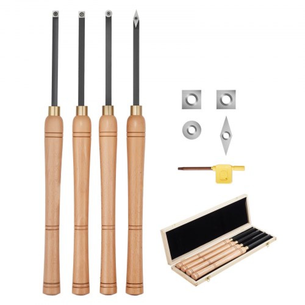 VEVOR 4PCS Wood Lathe Chisel Set HSS Turning Tools Storage Box Lathe Finisher