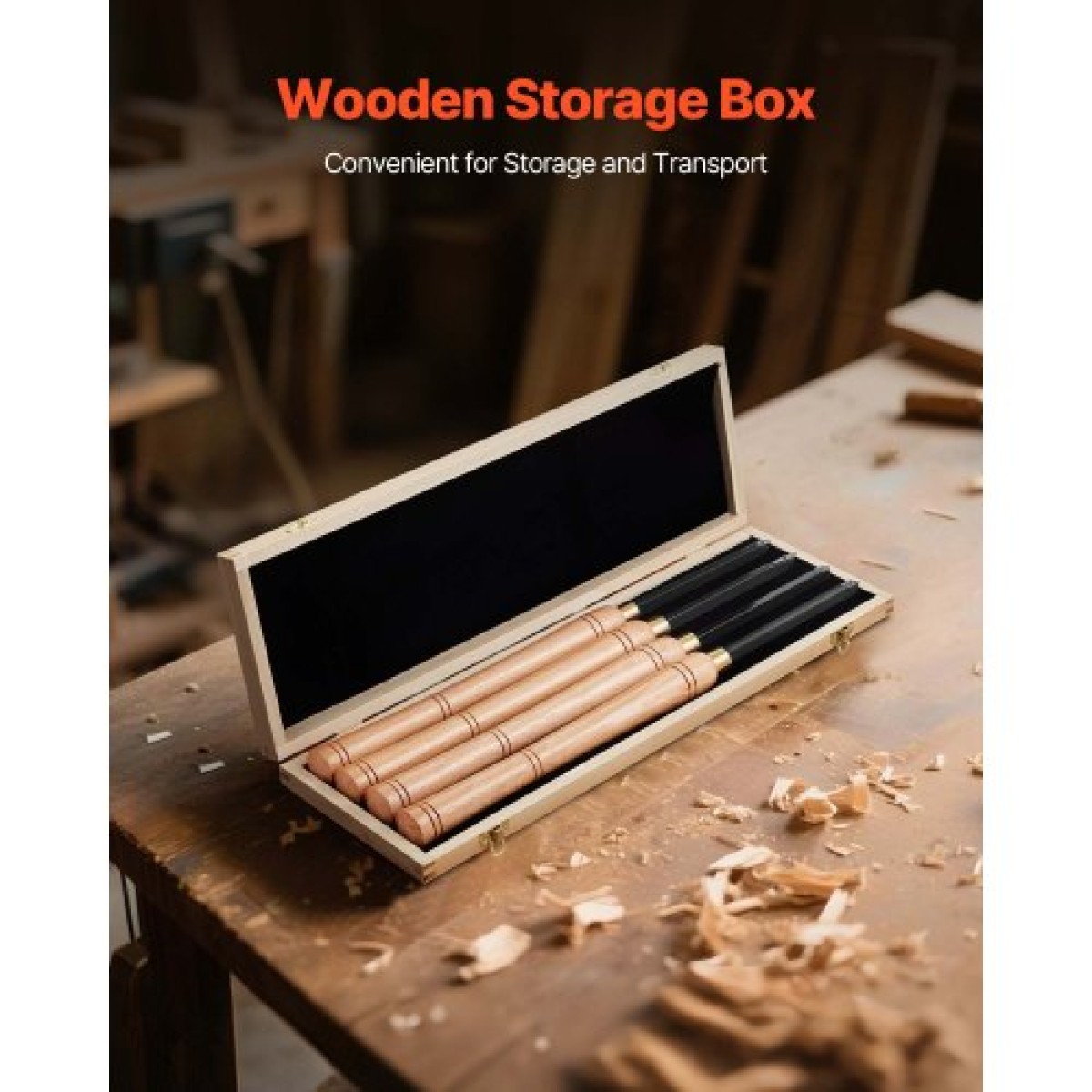 VEVOR 4PCS Wood Lathe Chisel Set HSS Turning Tools Storage Box Lathe Finisher