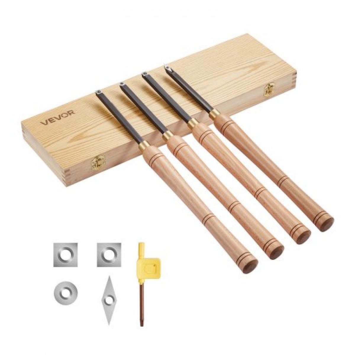 VEVOR 4PCS Wood Lathe Chisel Set HSS Turning Tools Storage Box Lathe Finisher