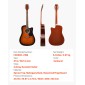 Τσάντα συναυλιών VEVOR 104,4 mm (41 ιντσών) Cutway Acoustic Guitar Beginner Gig Bag για ενήλικες Sunburst