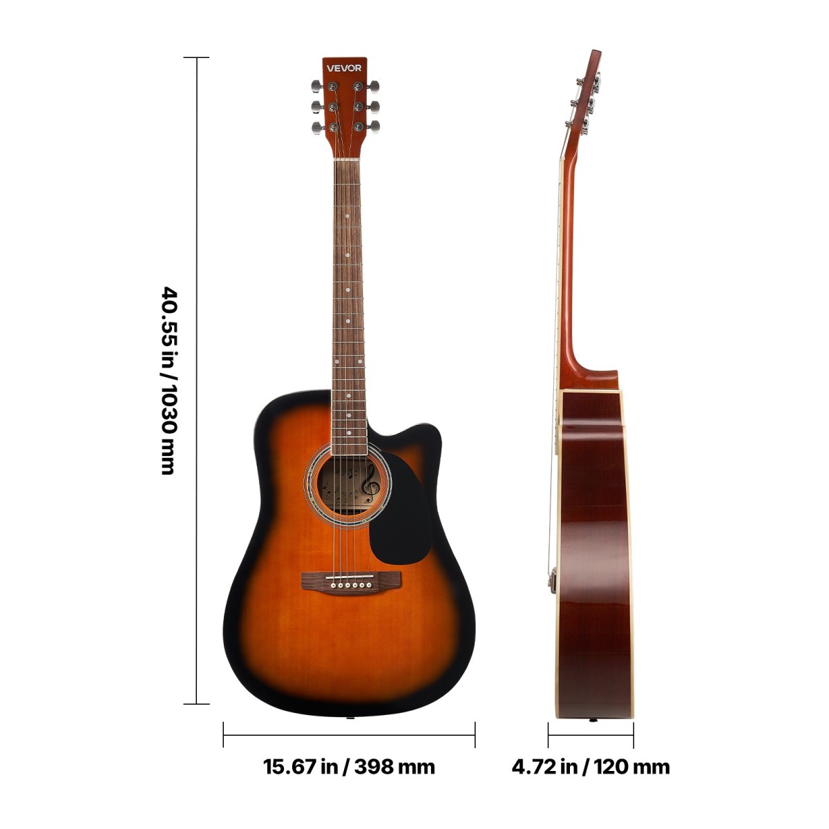 Τσάντα συναυλιών VEVOR 104,4 mm (41 ιντσών) Cutway Acoustic Guitar Beginner Gig Bag για ενήλικες Sunburst