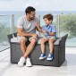 VEVOR Πάγκος αποθήκευσης εξωτερικού χώρου, Πάγκος αποθήκευσης PE Rattan 2 ατόμων, Deck Box 151L με μαξιλάρι & πλαϊνή λαβή, Υποστηρίζει έως και 181 κιλά, αδιάβροχα καθίσματα εξωτερικού χώρου & διακόσμηση βεράντας για μπαλκόνι με κήπο