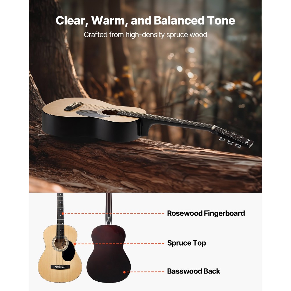 VEVOR 36 ιντσών / 914,4 mm Dreadnought Acoustic Guitar Natural Beginner Gg Bag για εφήβους