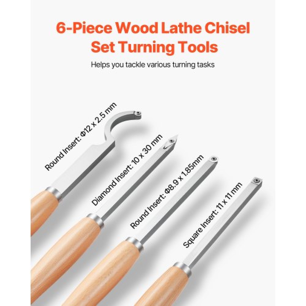 VEVOR 6PCS Wood Lathe Chisel Set HSS Turning Tools Storage Box Lathe Finisher