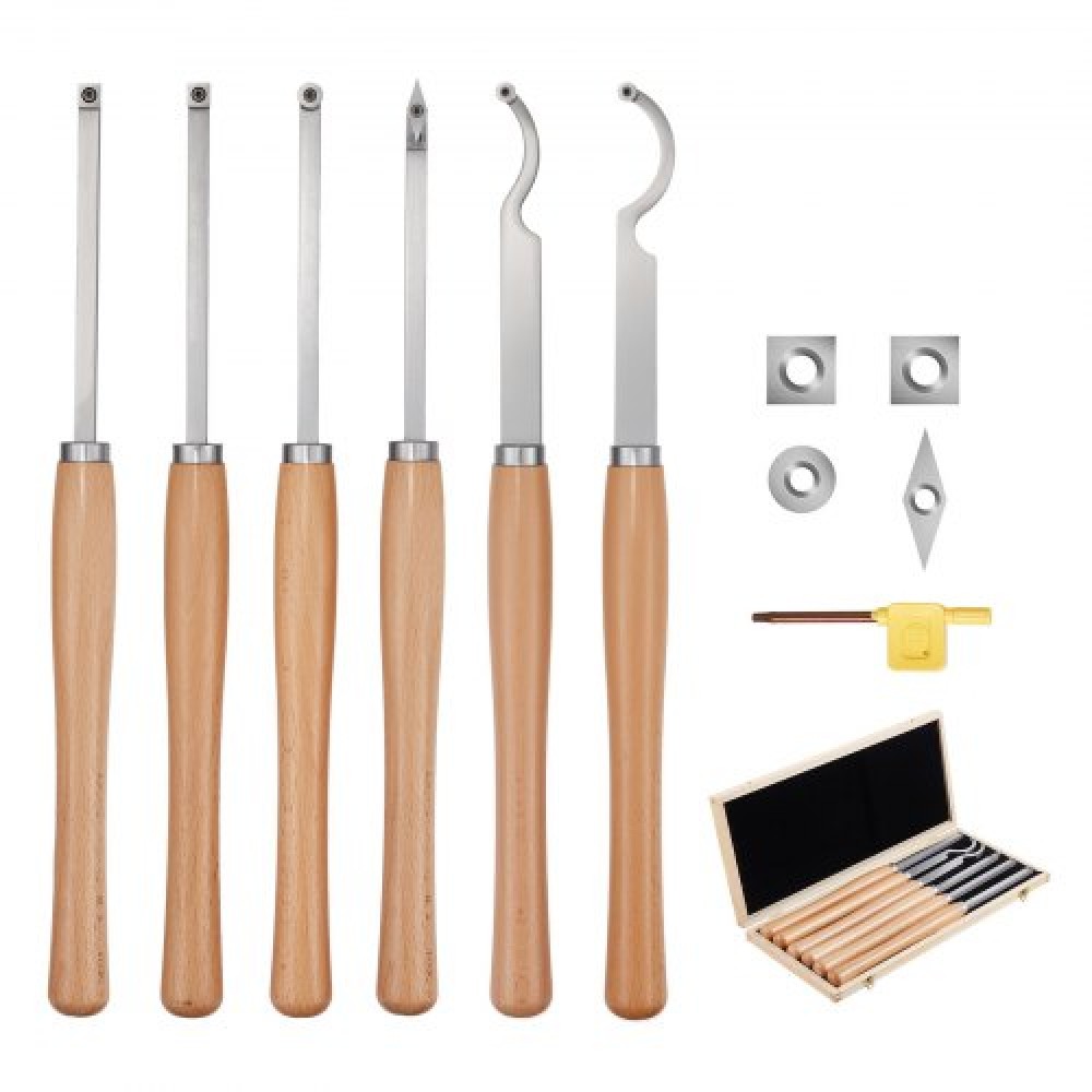 VEVOR 6PCS Wood Lathe Chisel Set HSS Turning Tools Storage Box Lathe Finisher
