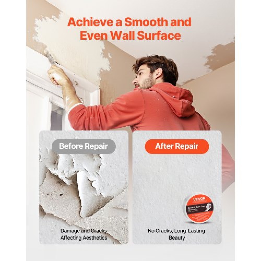 VEVOR 36 Rolls 45m x 50mm Self-Adhesive Fiberglass Drywall Mesh Tape