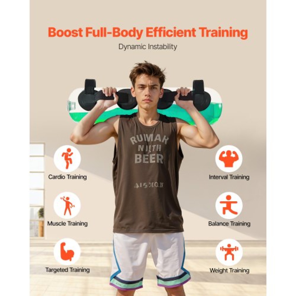 VEVOR Water Weights Aqua Bag, Large Aqua Bags for Workout, 22,68 kg Ρυθμιζόμενος φορητός εξοπλισμός ευστάθειας Fitness & Full Body Exercise, for Strength Core and Balance Training, Home Gym Exercise