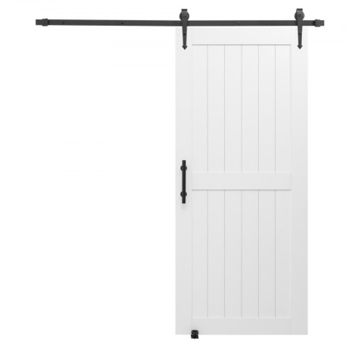 VEVOR Συρόμενη Πόρτα Αχυρώνα, 914 x 2134 mm, Πάνελ MDF υψηλής αντοχής, Πόρτα αχυρώνα με κιτ υλικού, Αδιάβροχη επιφάνεια PVC, Εύκολη εγκατάσταση, Πλαίσιο H, Ομαλά και αθόρυβα συρόμενα για σαλόνι, μπάνιο