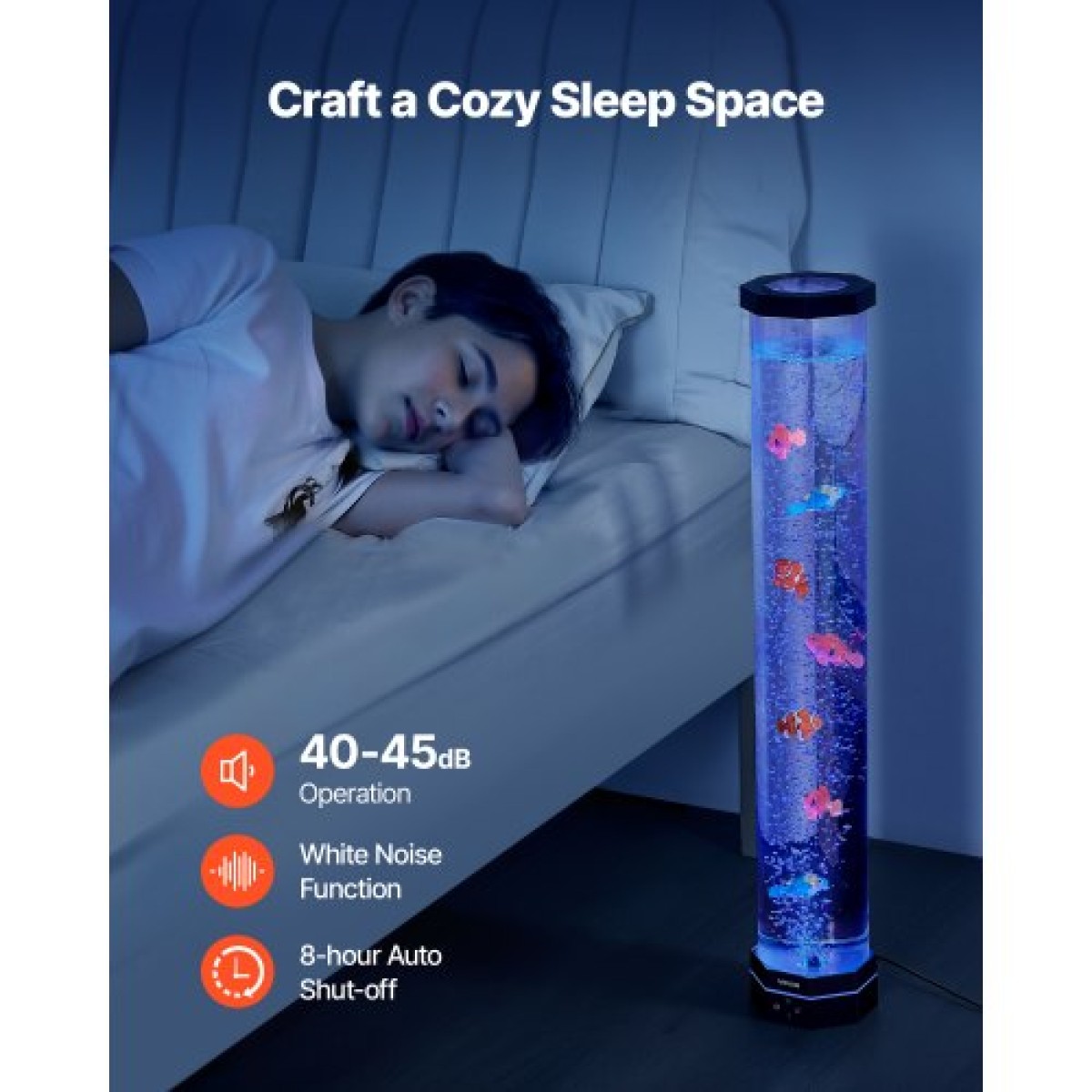 Λάμπα VEVOR Bubble Tube 16 Έγχρωμη 80 cm Αισθητήρια Λάμπα Ενυδρείου για Ανακούφιση Ηρεμώντας