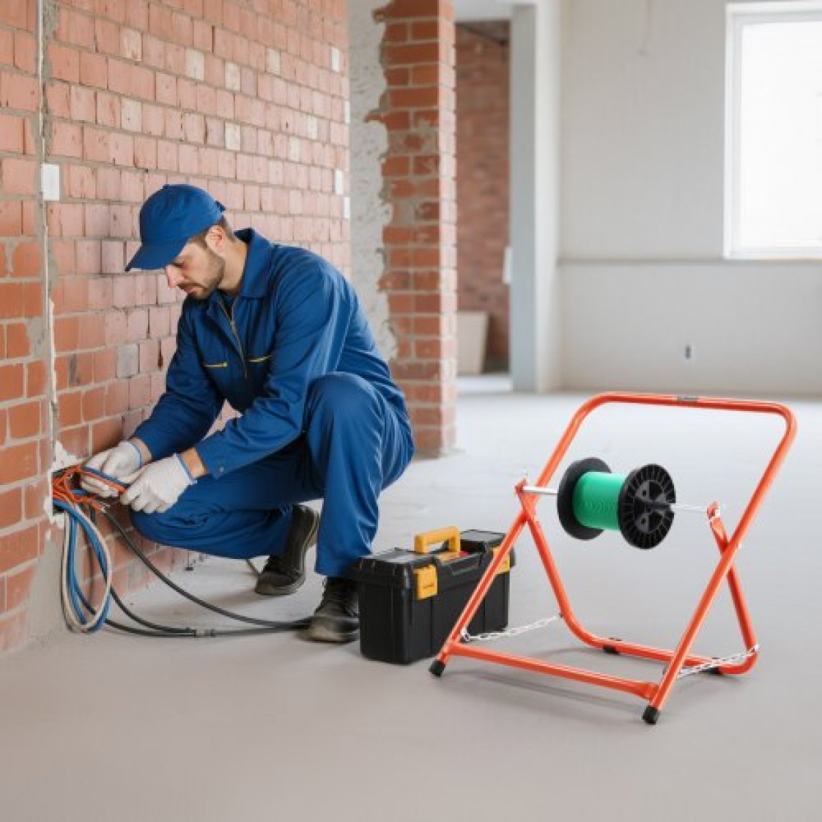 VEVOR Cable Caddy, Πλαίσιο από χάλυβα βαρέως τύπου, θήκη καρουλιού για ηλεκτρικά καλώδια, φορητός διανομέας καλωδίων για έως και 508 mm / 20 σε καρούλια διαμέτρου, 45 kg / 100 lbs Χωρητικότητα για καρούλια καλωδίων, Ηλεκτρική βιομηχανική λιανική πώληση