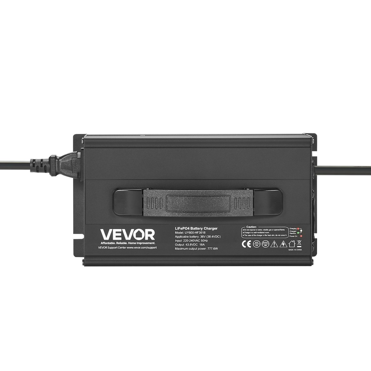 Φορτιστής μπαταριών λιθίου VEVOR 36V 18A, 43,8V, AC-DC LiFePO4 Smart Charger, με βύσμα Anderson, ένδειξη LED, ενεργοποίηση 0V, για επαναφορτιζόμενες μπαταρίες λιθίου LiFePO4 Deep Cycle Boat, RV