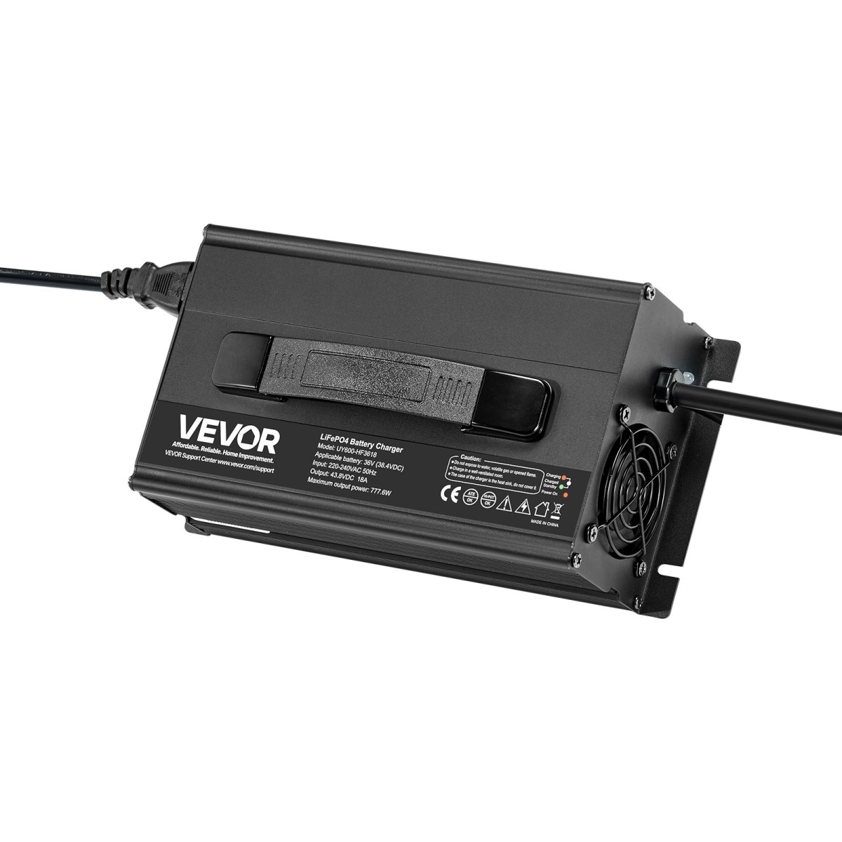 Φορτιστής μπαταριών λιθίου VEVOR 36V 18A, 43,8V, AC-DC LiFePO4 Smart Charger, με βύσμα Anderson, ένδειξη LED, ενεργοποίηση 0V, για επαναφορτιζόμενες μπαταρίες λιθίου LiFePO4 Deep Cycle Boat, RV