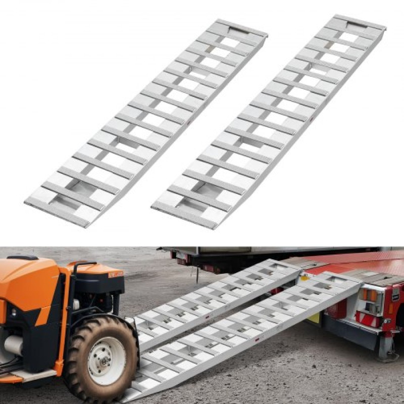 Ράμπες φόρτωσης VEVOR, 2 τμχ 2400 x 380 mm, Σετ ράμπας ρυμουλκούμενου από ανθεκτικό αλουμίνιο και βαρέως τύπου με αντιολισθητικές πλάκες, 2721,6 kg συνδυασμένης χωρητικότητας, για καρότσια, αγροτικά τρακτέρ, ATV, χορτοκοπτικά, μοτοσυκλέτες