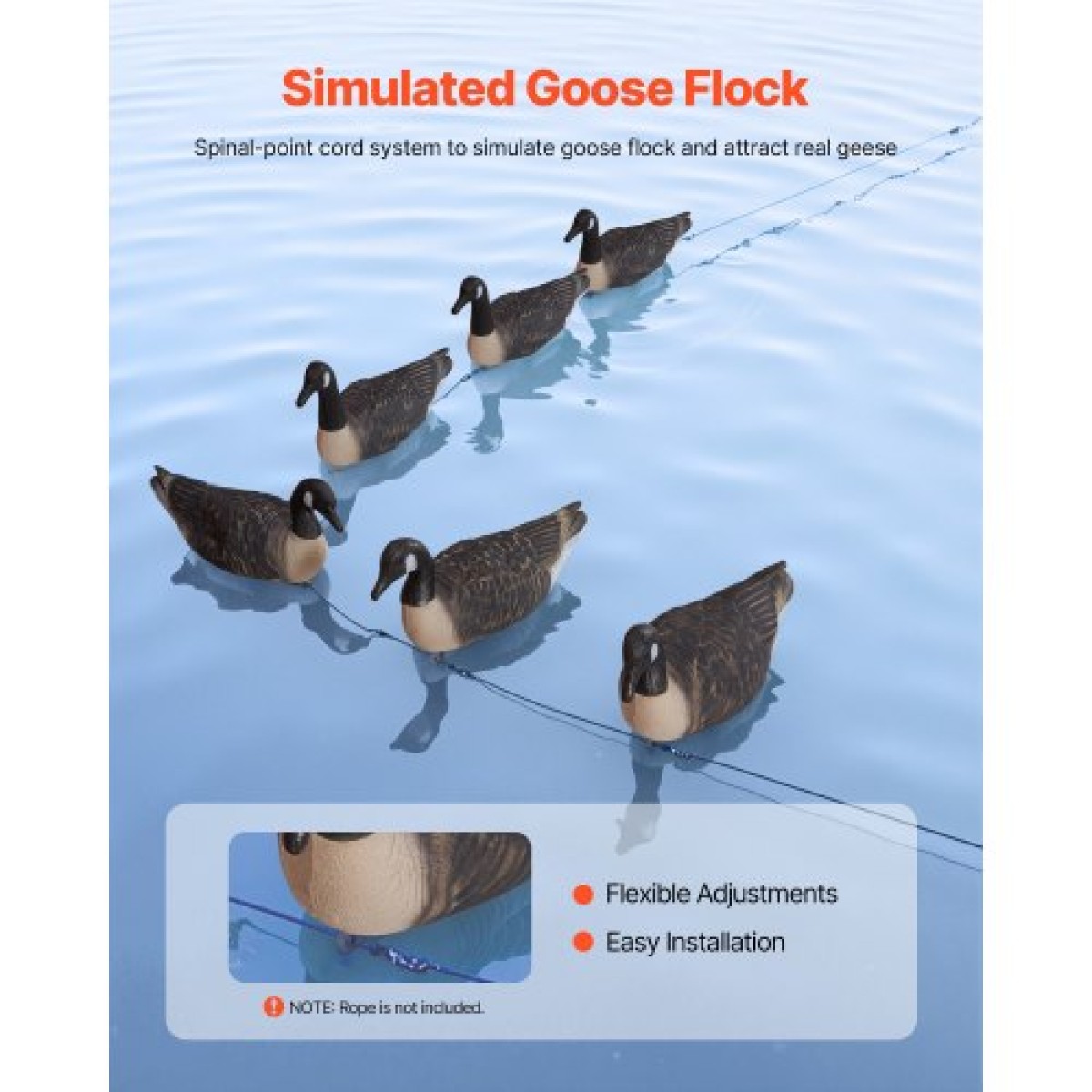VEVOR Canada Goose Decoys, Outdoors Goose Decoy για κυνήγι υδρόβιων πτηνών, ανθεκτικά πλαστικά πλωτήρες με εξαιρετικά ρεαλιστική βαφή, για διακόσμηση πισίνας, λίμνης, λίμνης, αυλής κήπου, εύκολη μεταφορά και χρήση, 6-συσκευασία