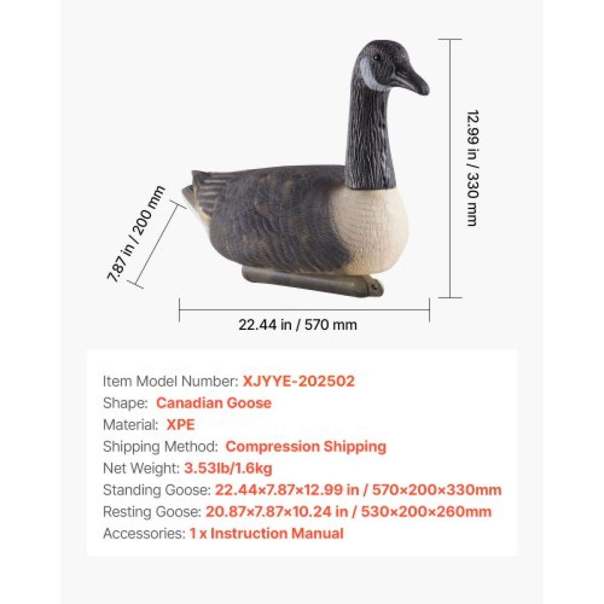 VEVOR Canada Goose Decoys, Outdoors Goose Decoy για κυνήγι υδρόβιων πτηνών, ανθεκτικά πλαστικά πλωτήρες με εξαιρετικά ρεαλιστική βαφή, για διακόσμηση πισίνας, λίμνης, λίμνης, αυλής κήπου, εύκολη μεταφορά και χρήση, 6-συσκευασία