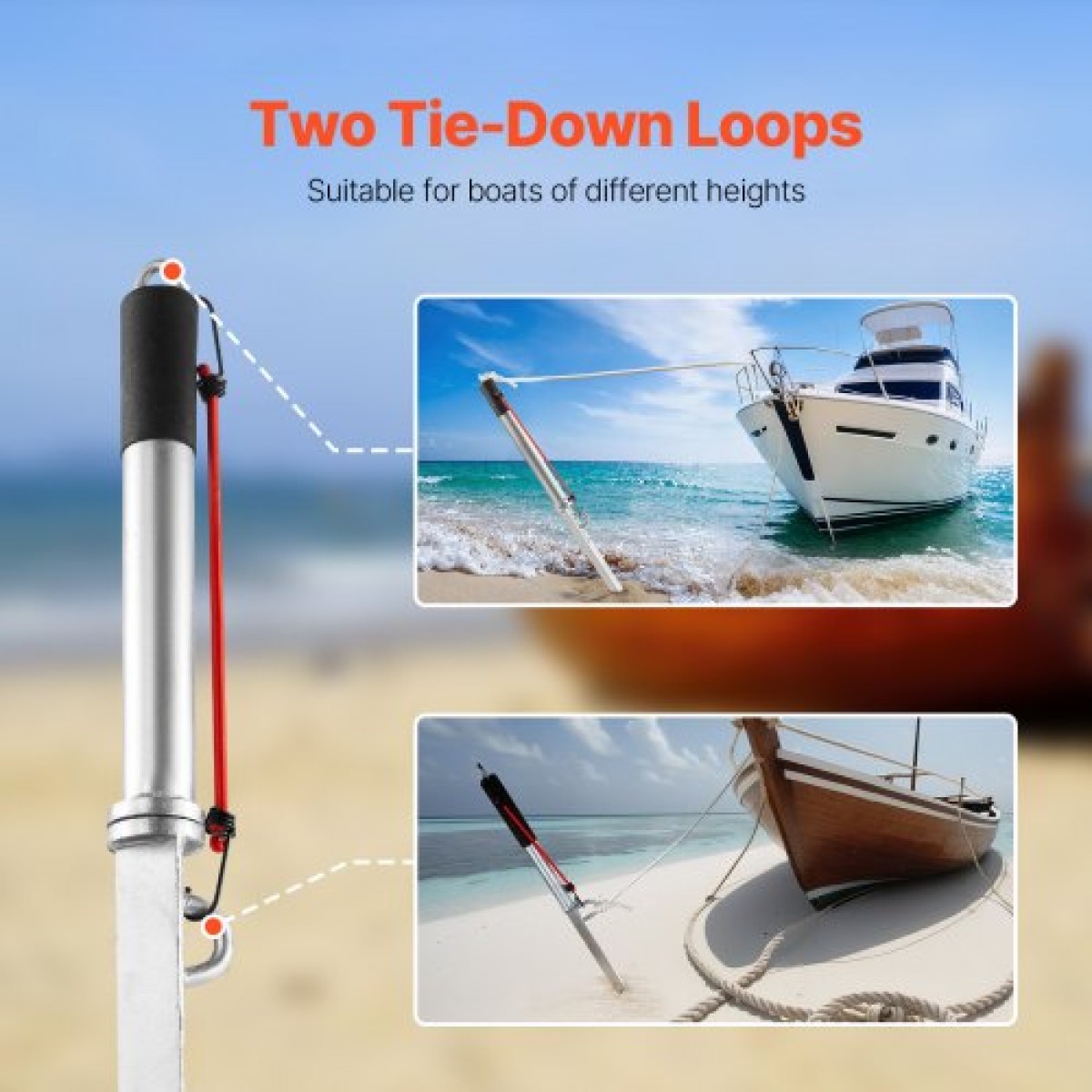 VEVOR Sand Spike Boat Anchor, 90 cm Slide Anchor Shore Spike, γαλβανισμένο ανθρακούχο χάλυβα Boat Shore Anchors, Shallow Water Beach Anchor, for Securing Jet Ski PWC Pontoon Kayak σε παραλίες και Sandbars