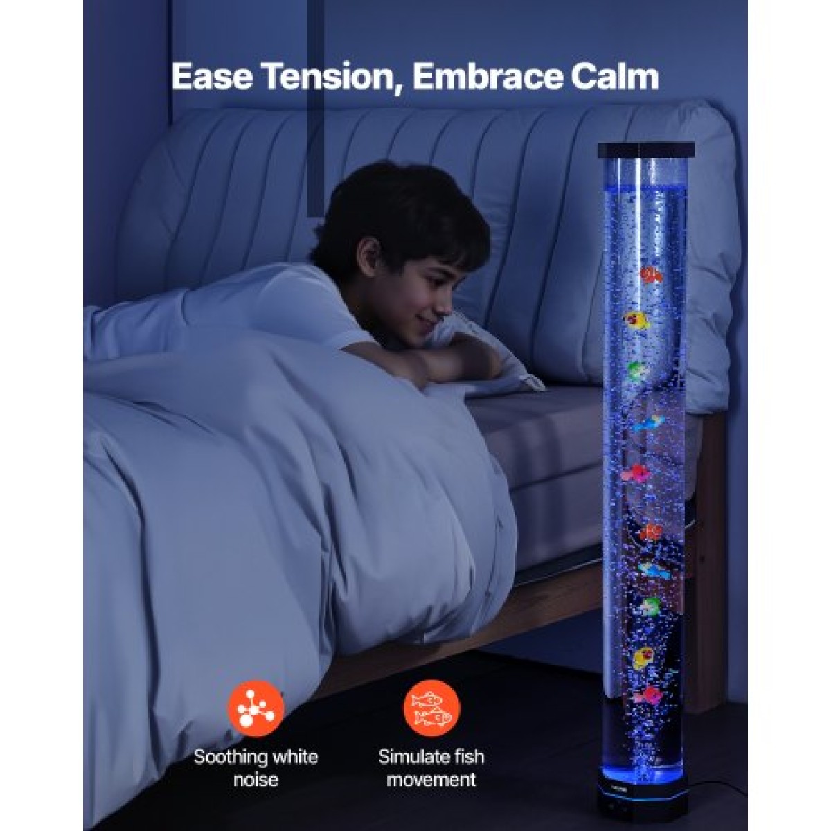Λάμπα VEVOR Bubble Tube 16 Color 1 m Sensory Lamp Aquarium for Relief Calming