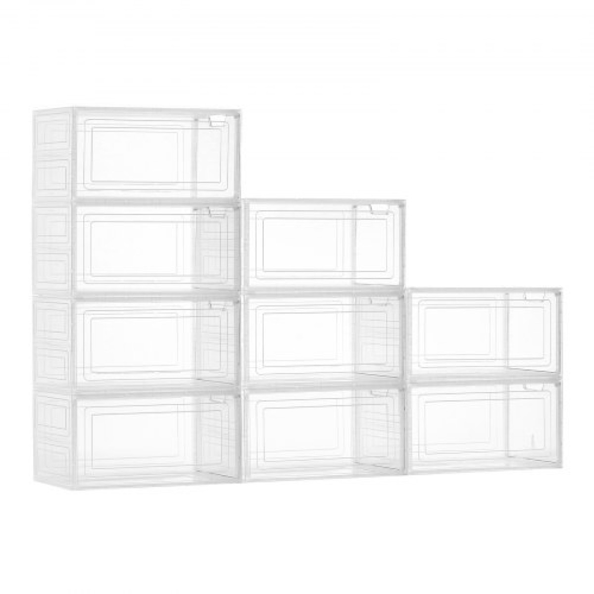 Κουτιά αποθήκευσης παπουτσιών VEVOR, 9 Pack Clear στοιβαζόμενα κουτιά παπουτσιών Οργανοθήκη αποθήκευσης με μαγνητική πόρτα, προσαρμοσμένη στο μέγεθος US 13, πλαστικά δοχεία για αθλητικά παπούτσια για ψηλοτάκουνα, μπότες και καπέλα, διάφανο λευκό