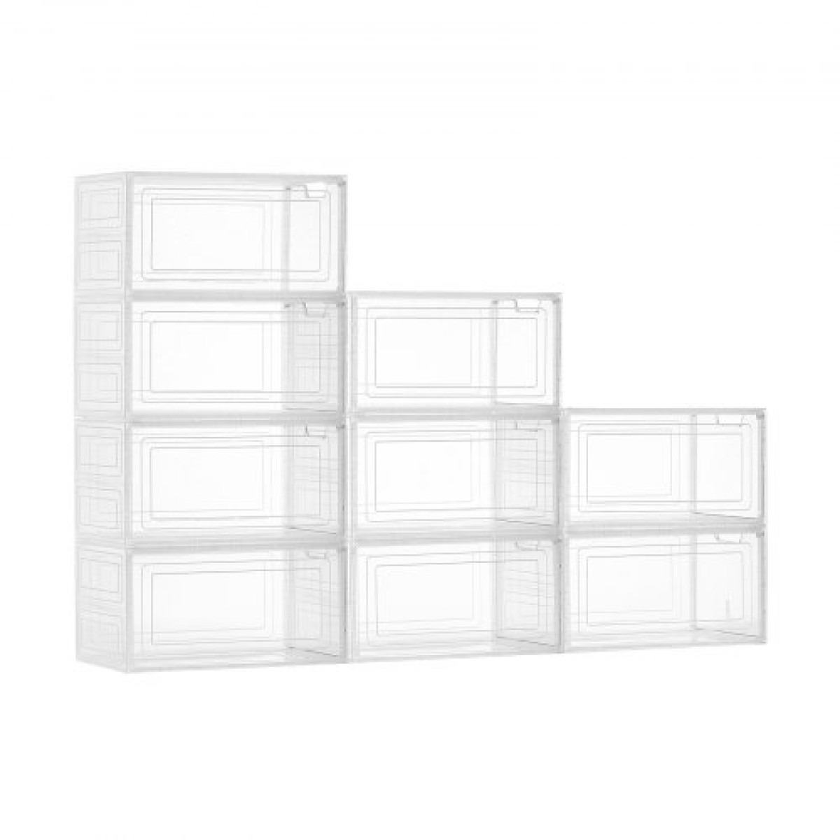 Κουτιά αποθήκευσης παπουτσιών VEVOR, 9 Pack Clear στοιβαζόμενα κουτιά παπουτσιών Οργανοθήκη αποθήκευσης με μαγνητική πόρτα, προσαρμοσμένη στο μέγεθος US 13, πλαστικά δοχεία για αθλητικά παπούτσια για ψηλοτάκουνα, μπότες και καπέλα, διάφανο λευκό