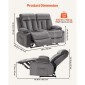 Ανακλινόμενος καναπές VEVOR Loveseat, Ηλεκτρικός ανακλινόμενος καναπές με θέρμανση και μασάζ, Ηλεκτρικός βελούδινος καναπές με θύρες USB, ποτηροθήκες και πλαϊνές τσάντες, διπλή καρέκλα Loveseat για σαλόνι, γκρι