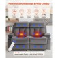 Ανακλινόμενος καναπές VEVOR Loveseat, Ηλεκτρικός ανακλινόμενος καναπές με θέρμανση και μασάζ, Ηλεκτρικός βελούδινος καναπές με θύρες USB, ποτηροθήκες και πλαϊνές τσάντες, διπλή καρέκλα Loveseat για σαλόνι, γκρι