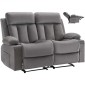 Ανακλινόμενος καναπές VEVOR Loveseat, Ηλεκτρικός ανακλινόμενος καναπές με θέρμανση και μασάζ, Ηλεκτρικός βελούδινος καναπές με θύρες USB, ποτηροθήκες και πλαϊνές τσάντες, διπλή καρέκλα Loveseat για σαλόνι, γκρι