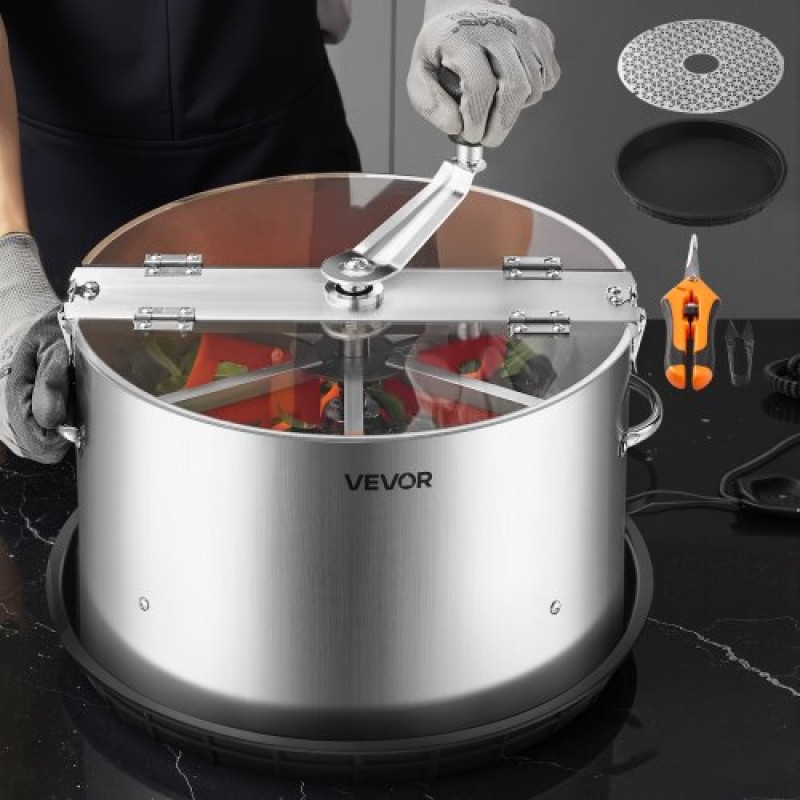 VEVOR Manual Bud Leaf Trimmer, 370mm Reaper Bowl Bud Trimmer με λεπίδες από ανοξείδωτο χάλυβα, οπτική κοπή, υγρή και στεγνή υδροπονική μηχανή κοπής με δίσκο, περιστρεφόμενη περιστροφή για λουλούδια φυτών