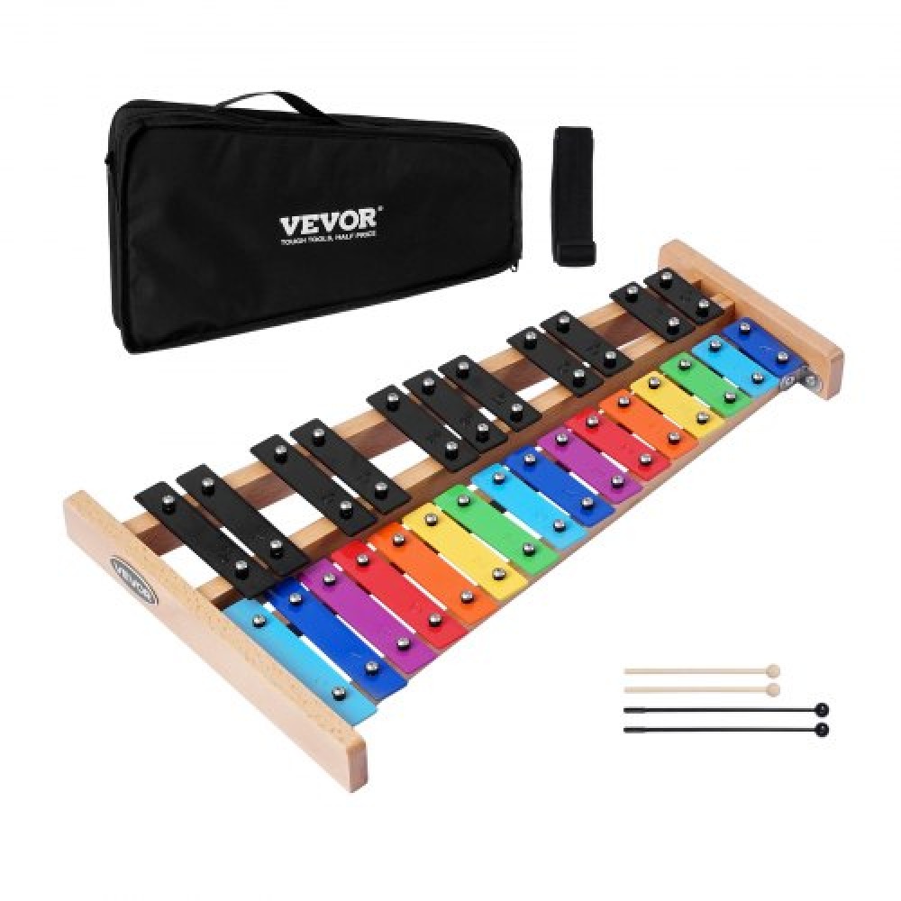 Ξυλόφωνο VEVOR Glockenspiel, 27 νότες, Επαγγελματικό όργανο κρουστών ξυλόφωνου, με πολύχρωμα μεταλλικά πλήκτρα, Περιλαμβάνει 4 σφυρί, τσάντα μεταφοράς, κιτ μουσικών οργάνων για αρχάριους για ενήλικες και παιδιά