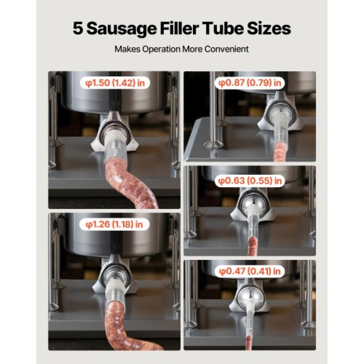 VEVOR Manual Sausage Stuffer, 22 LBS / 10 L Vertical Meat Stuffer, Dual-Speed ​​Sausage Stuffer Meat filler, Inox Heavy Duty filler with 5 Stuffing Tube, για Εμπορική & οικιακή χρήση