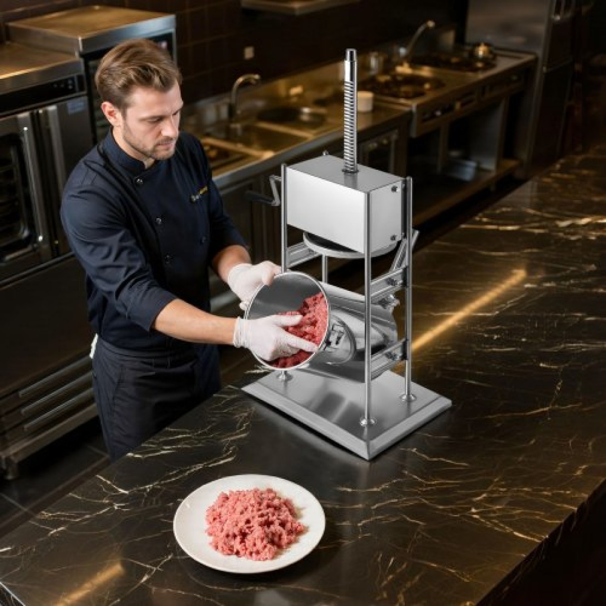 VEVOR Manual Sausage Stuffer, 22 LBS / 10 L Vertical Meat Stuffer, Dual-Speed ​​Sausage Stuffer Meat filler, Inox Heavy Duty filler with 5 Stuffing Tube, για Εμπορική & οικιακή χρήση