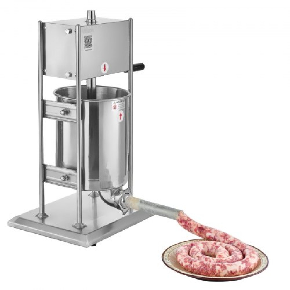 VEVOR Manual Sausage Stuffer, 22 LBS / 10 L Vertical Meat Stuffer, Dual-Speed ​​Sausage Stuffer Meat filler, Inox Heavy Duty filler with 5 Stuffing Tube, για Εμπορική & οικιακή χρήση