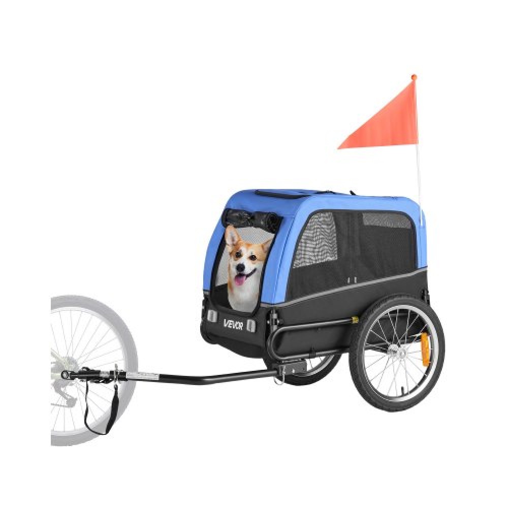 VEVOR Dog Bike Trailer, Supports up to 30 kg, Pet Cart Bicycle Carrier for Small & Medium Dogs, Easy Folding Frame with Quick Release Wheel, Universal Bicycle Coupler, Reflector, Flag, Internal Leash