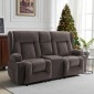 Ανακλινόμενος καναπές VEVOR Loveseat, Ηλεκτρικός ανακλινόμενος καναπές με θέρμανση & μασάζ, Ηλεκτρικός ανακλινόμενος καναπές σουέτ με κεντρική κονσόλα, θύρες USB, ποτηροθήκες & πλαϊνές τσάντες, διπλή καρέκλα Loveseat για σαλόνι