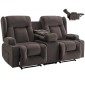 Ανακλινόμενος καναπές VEVOR Loveseat, Ηλεκτρικός ανακλινόμενος καναπές με θέρμανση & μασάζ, Ηλεκτρικός ανακλινόμενος καναπές σουέτ με κεντρική κονσόλα, θύρες USB, ποτηροθήκες & πλαϊνές τσάντες, διπλή καρέκλα Loveseat για σαλόνι