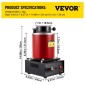 Κλίβανος τήξης χρυσού VEVOR, 1350W, μέγιστη θερμοκρασία 1150 ℃, ψηφιακός ηλεκτρικός φούρνος τήξης, με κεραμικό χωνευτήριο 3 kg, μήτρα πλινθωμάτων και γάντια, για επεξεργασία χρυσού, αργύρου, χαλκού, αλουμινίου